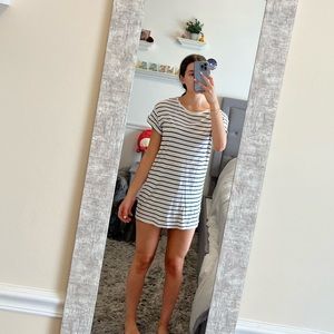 Striped TShirt Dress White/Black XS